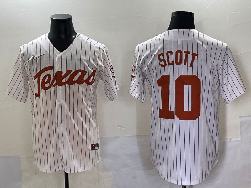 Men Texas Longhorns #10 Scott White stripe Nike joint Name NCAA 2025 Jersey style 1